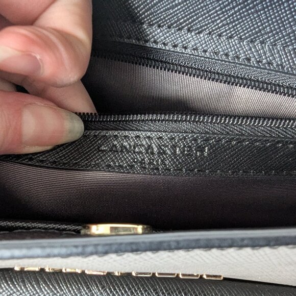 LANCASTER Paris Black & Grey Adeline Genuine Leather Bag with Shoulder Strap - Picture 8 of 16